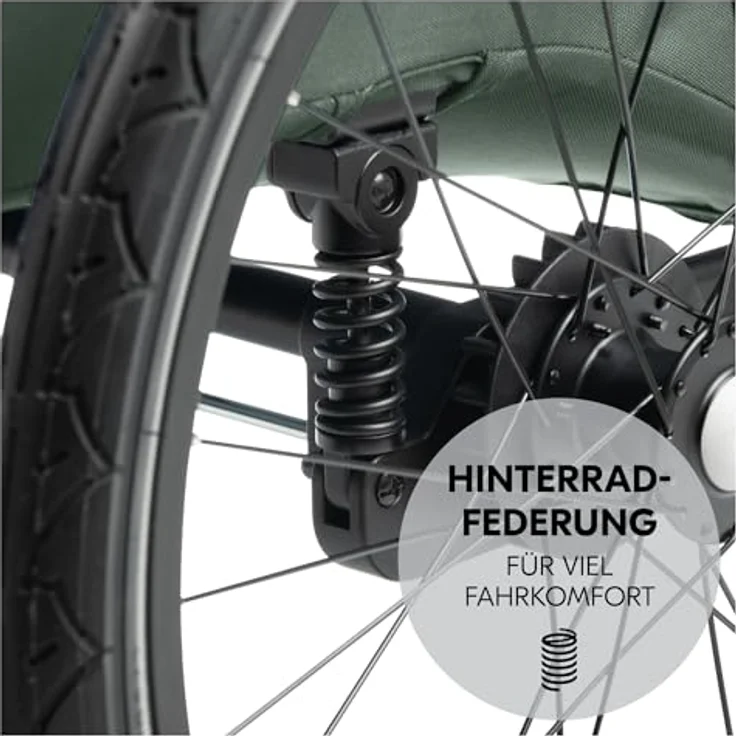 Hauck Dryk Duo Plus, Fahrradanhänger & Buggy mit Hinterradfederung, blau – Bild 3