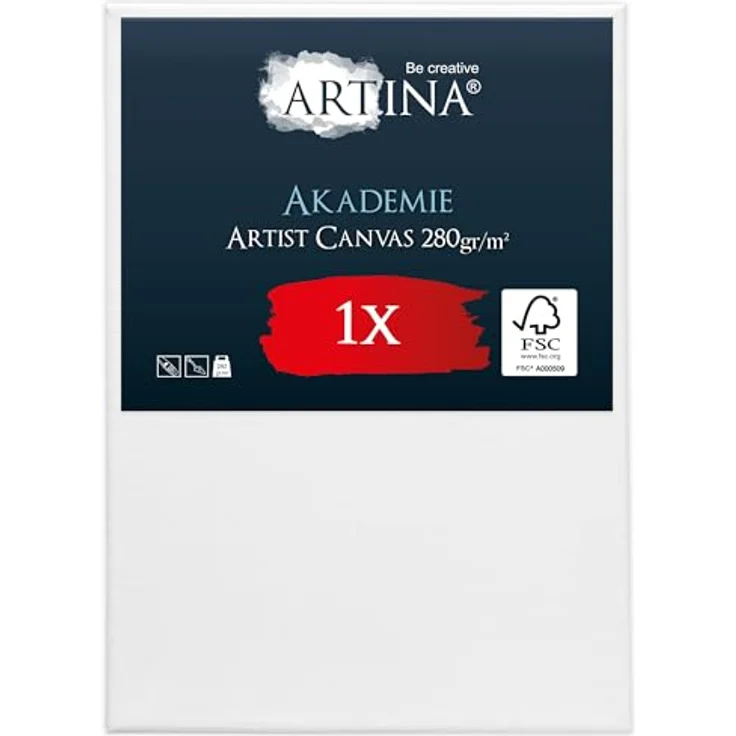 Artina FSC® Keilrahmen Leinwand 100x140 cm, bespannt, 100% Baumwolle, weiß, für Acrylfarben, umweltfreundlich – Bild 1