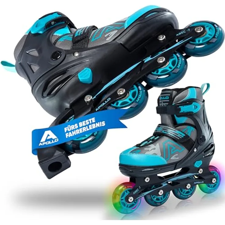 Apollo Champion, größenverstellbare Inliner für Kinder und Erwachsene mit LED Rollen, in Pink, Mint, Blau, Grün oder Schwarz