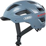 ABUS Fahrradhelm mit Licht - Hyban 2.0 LED - Vorder- und Rücklicht & robuste Hartschale - für Damen und Herren - Blau Glänzend, Größe L