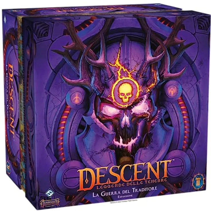 Asmodee - Descent, Legenden der Finsternis: Der Krieg des Verräters - Erweiterung des Brettspiels, 1-4 Spieler, 14+ Jahre - Italienische Sprache - Kollaborativer Dungeon-Crawler mit 16 Missionen und individuellen Heldenrolle
