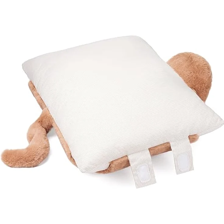 BRUBAKER Kuscheltier Katze - 2 in 1 Plüschtier und Kuschelkissen - 40 x 30 cm Beige Kuschelkatze mit Klettverschluss – Bild 4