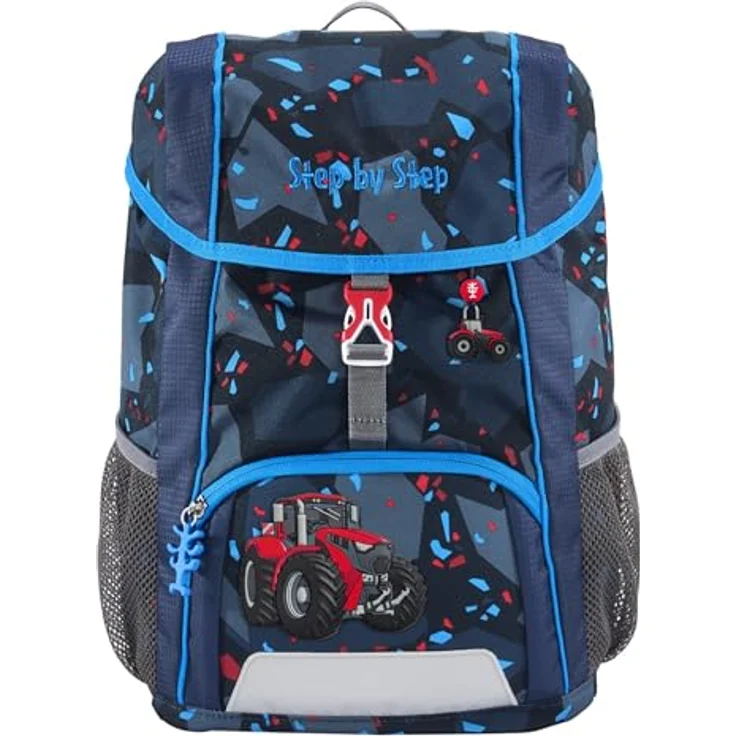 Step by Step Rucksack-Set Kid „Tractor Freddy“ blau, ergonomisch mit Sitzkissen und höhenverstellbarem Brustgurt, 13 l – Bild 1