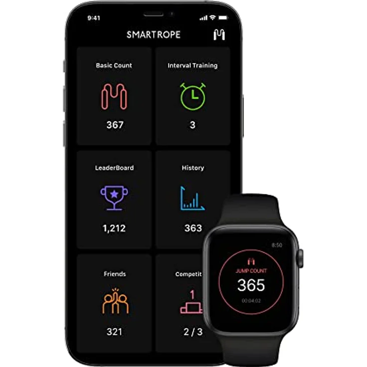 TANGRAM Factory Smart Rope – LED-eingebettetes Springseil - Sehen Sie Ihre Fitnessdaten in der Luft, während du springst (L, Rot) – Bild 3