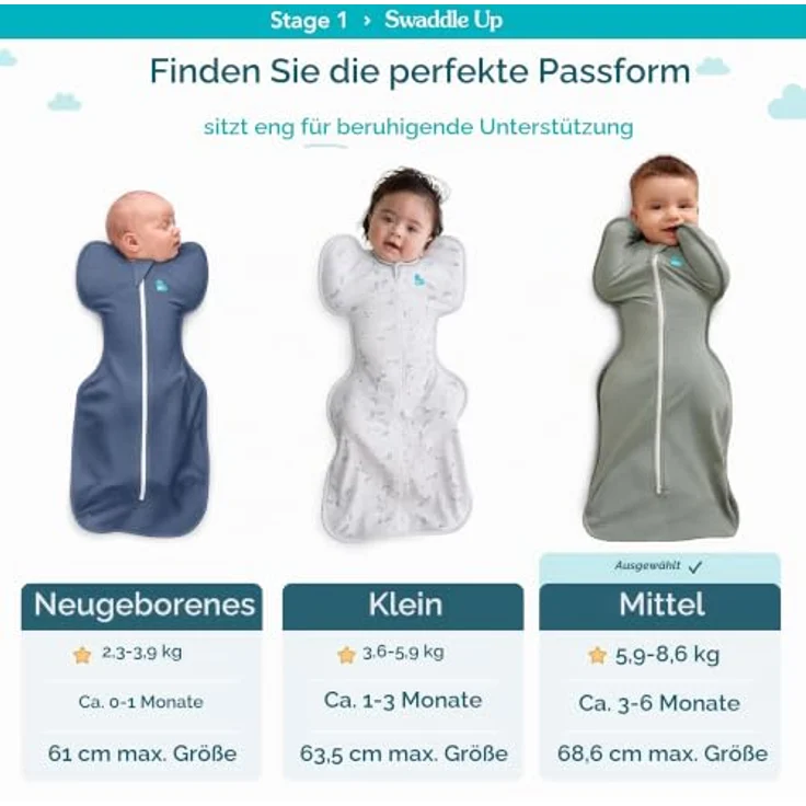 Love To Dream™ Swaddle UP™ Medium 6–8,5 kg – Cotton Bees Olive | 2,5 Tog für Winter Herbst 16–20 °C | Waschbare Baumwolle & Doppelreißverschluss – Bild 3