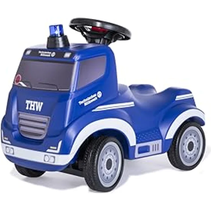 Rolly Toys Truck THW Babyrutscher, Rutschauto für Kinder ab 2 Jahren, mit Lenkrad und integrierter Hupe, Blau