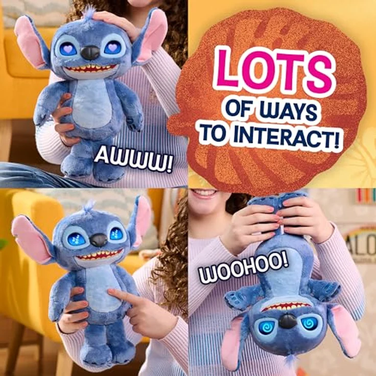 Just Play Disney Stitch Many Moods, interaktives Plüschtier 34,3 cm mit 50+ Soundeffekten, LCD-Augen und kreativen Spielmöglichkeiten, ab 3 Jahren – Bild 3