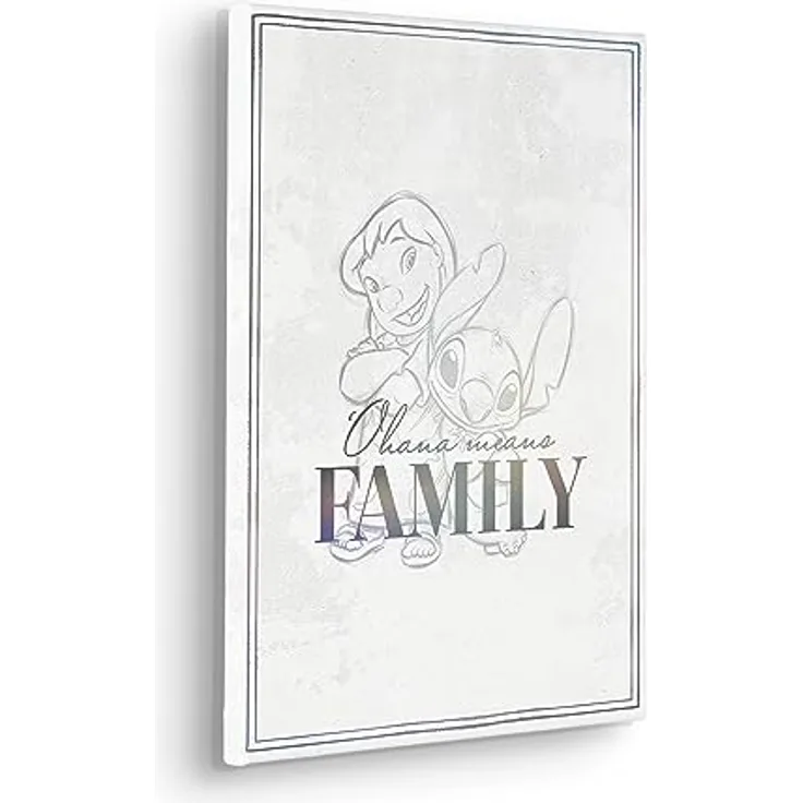 Komar Disney Keilrahmenbild Lilo & Stitch Family Goals, 30 x 40 cm, Echtholzrahmen aus Kiefer, kindersicher, FSC-zertifiziert