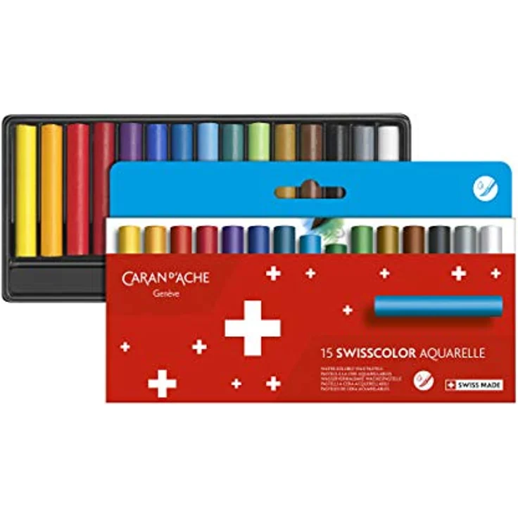 Caran d'Ache 7502.815 Swisscolor wasservermalbare Wachs-Pastell Farbstifte, 15 Stück bunt – Bild 2