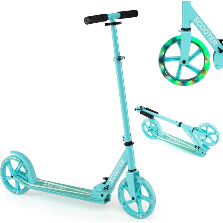 Costway Scooter Roller klappbar, höhenverstellbar, max. Tragkraft 100kg, mit 2 LED Rädern & ABEC-7 Kugellager