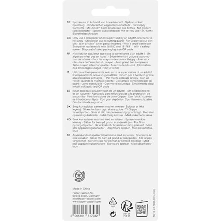 Eberhard Faber Radiergummi Spitzerdose Grippy, kindersicherer Anspitzer mit Click-Mechanismus, blau – Bild 3