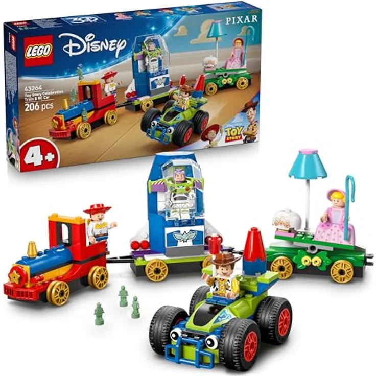 LEGO Disney Pixar 43264 Partyzug und Auto RC aus Toy Story, Bausatz mit 206 Teilen, inkl. Woody, Jessie, Porzellinchen und Buzz Lightyear, mehrfarbig – Bild 1