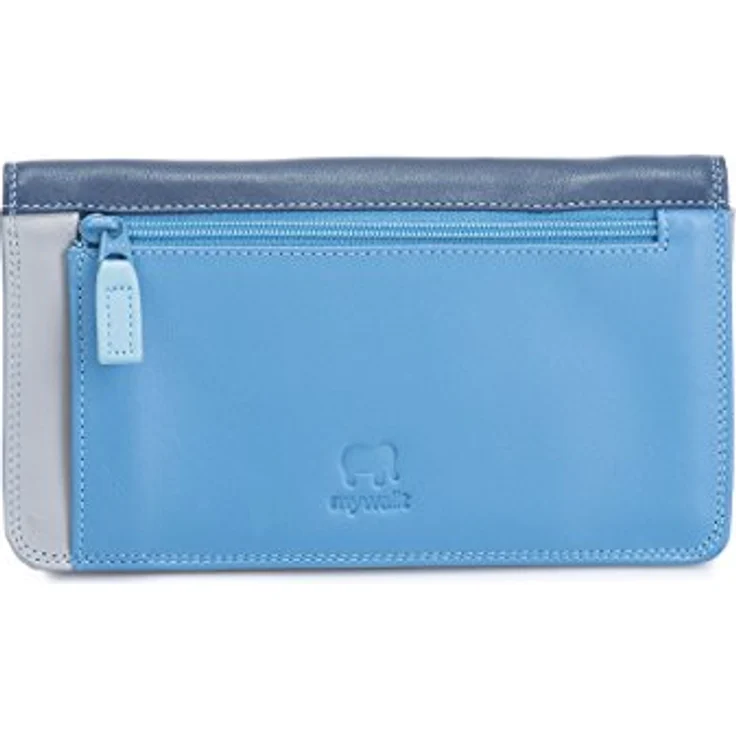 Mywalit Damen Geldbörse aus Leder, Portemonnaie mit Druckknopf und Reißverschlussfach, 17 cm, Violett – Bild 2