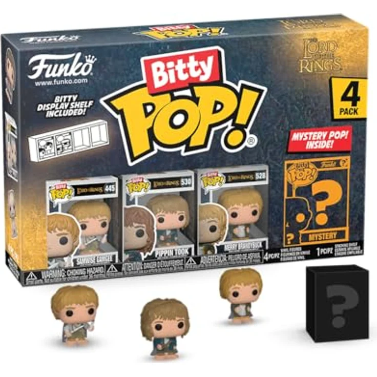 Funko Bitty Pop! Lord of The Rings - Samwise 4PK mit Überraschungs-Mini-Figur 0.9 Inch (2.2 cm) inkl. stapelbarem Display-Regal - Sammlerstück in Geschenkidee Party-Tüten-Strumpf, Funko – Bild 1