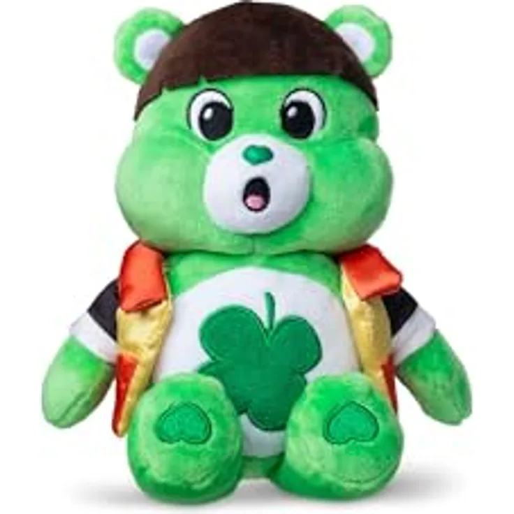 Basic Fun Care Bears x Stranger Things Good Luck Bear als Will, 22 cm Plüsch, limitierte Edition mit UPSIDE DOWN Bauchabzeichen