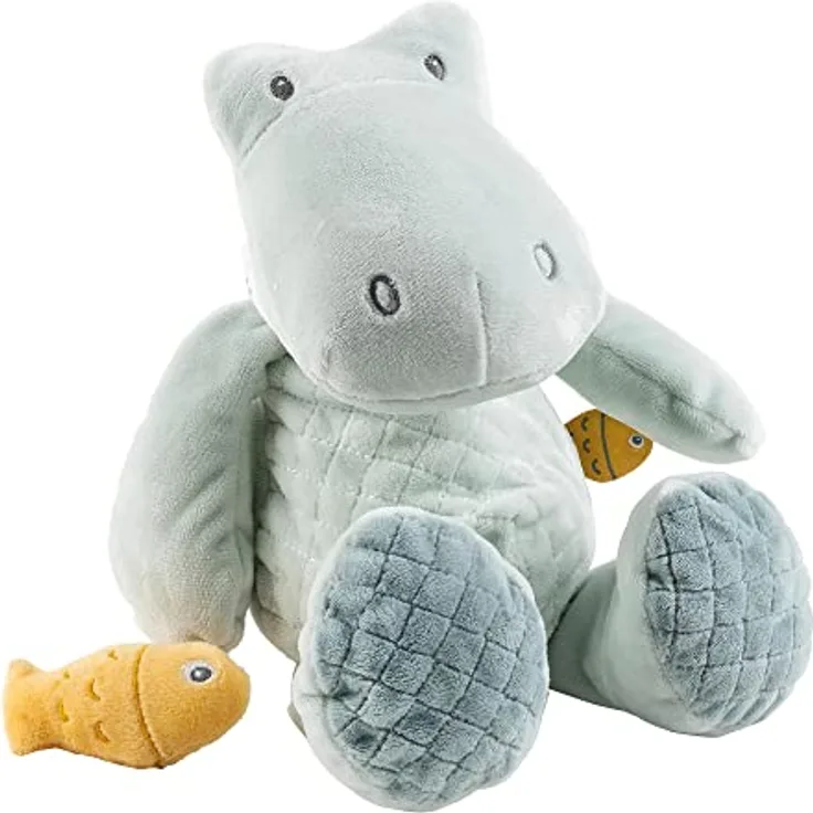 Nattou Kuscheltier aus Polyester, Krokodil Romeo, Wegbegleiter ab der Geburt, Ca. 32 cm, Romeo, Jules und Sally, Hellblau
