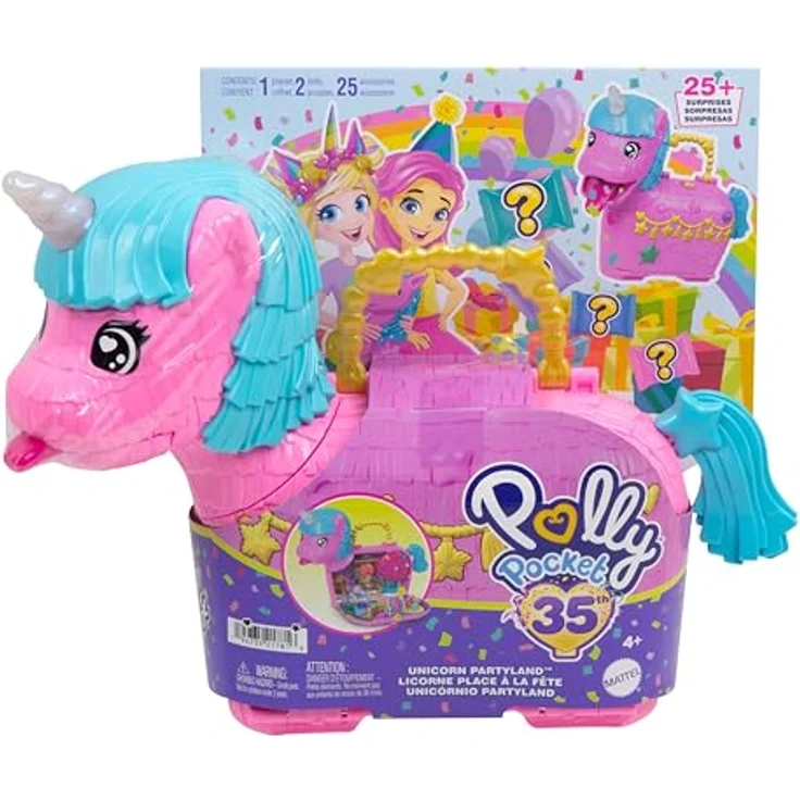 Polly Pocket Playset Unicorn-Partyland, Spielset mit Einhorn-Pinata, 2 Puppen und 29 Accessoires – Bild 7