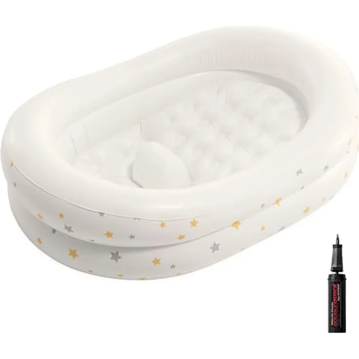 Intex Starry Baby Bath 48523NP, aufgeblasen 89cm x 66cm x 25cm, gepolsterte Oberfläche, inkl. Handpumpe und Ablaufstopfen, für 0–12 Monate