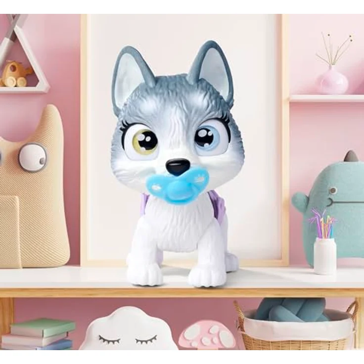 Simba Toys Pamper Petz Husky, interaktives Kuscheltier mit Trink- und Nässfunktion, 15 cm, inkl. Überraschungen und Adoptionsurkunde – Bild 4