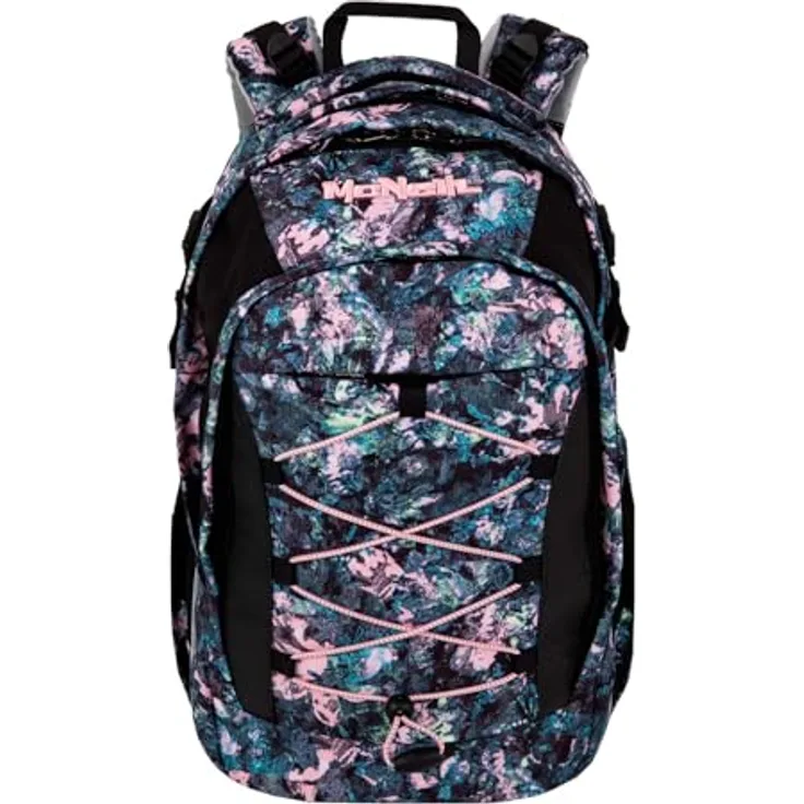 McNeill Schulrucksack LUCA, robuster Polyester-Rucksack mit Becken- und Brustgurt, herausnehmbarer Tasche, einfachem Reißverschluss