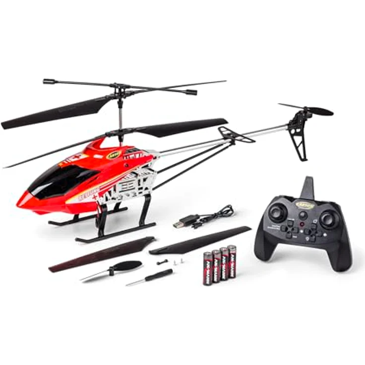 Carson Easy Tyrann 670 Rescue Autos. 100% RTF RC Heli, Robuster Outdoor Helikopter, Gyro-Stabilisierung, LED-Beleuchtung, Carson Qualität