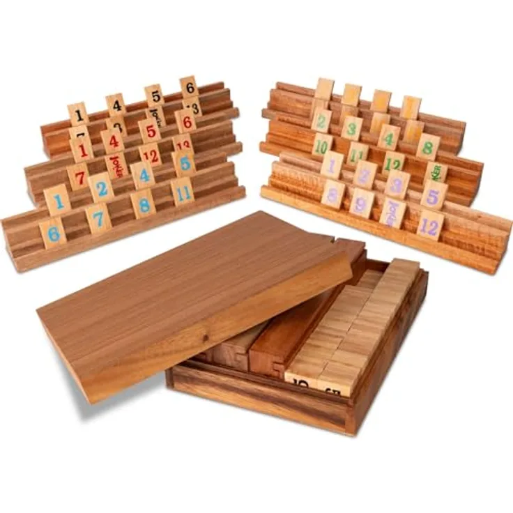Logoplay Holzspiele Rummy für 6 Spieler – Edles Gesellschaftsspiel im hochwertigen Holzkasten, nachhaltig aus Samena- und Hevea-Holz gefertigt