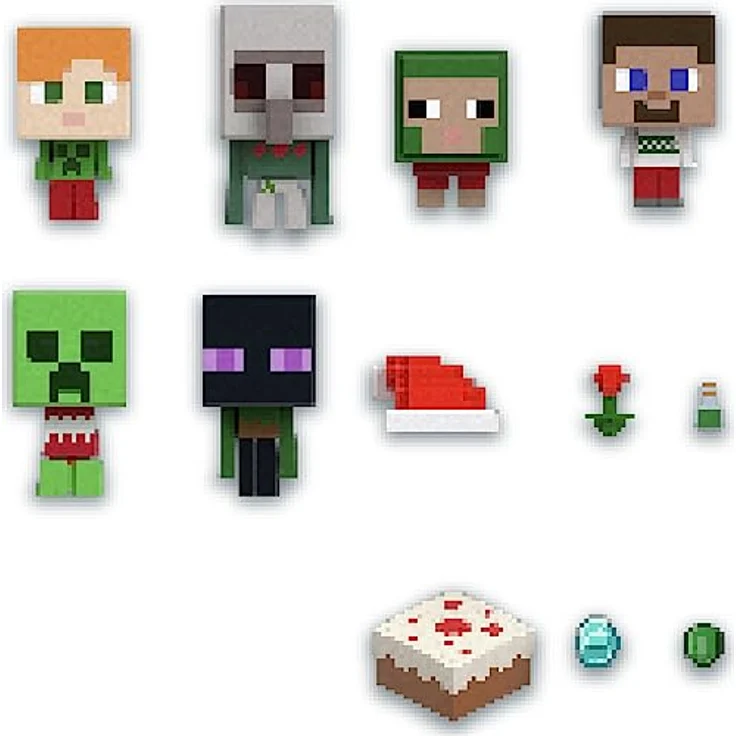 MINECRAFT Mob Heads Adventskalender - 24 Überraschungen mit Steve, Mobs und Zubehör im verpixelten Look des Videospiels, ausstanzbarer Verpackungsteile, für Fans ab 6 Jahren, HND33 – Bild 4