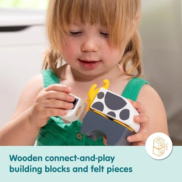 Melissa & Doug Blockables Bauernhof Bauset, 56-teiliges Set mit Holzbausteinen, Steckverbindungen und Filzaccessoires für kreatives Spiel, für Kinder ab 2 Jahren – Bild 7