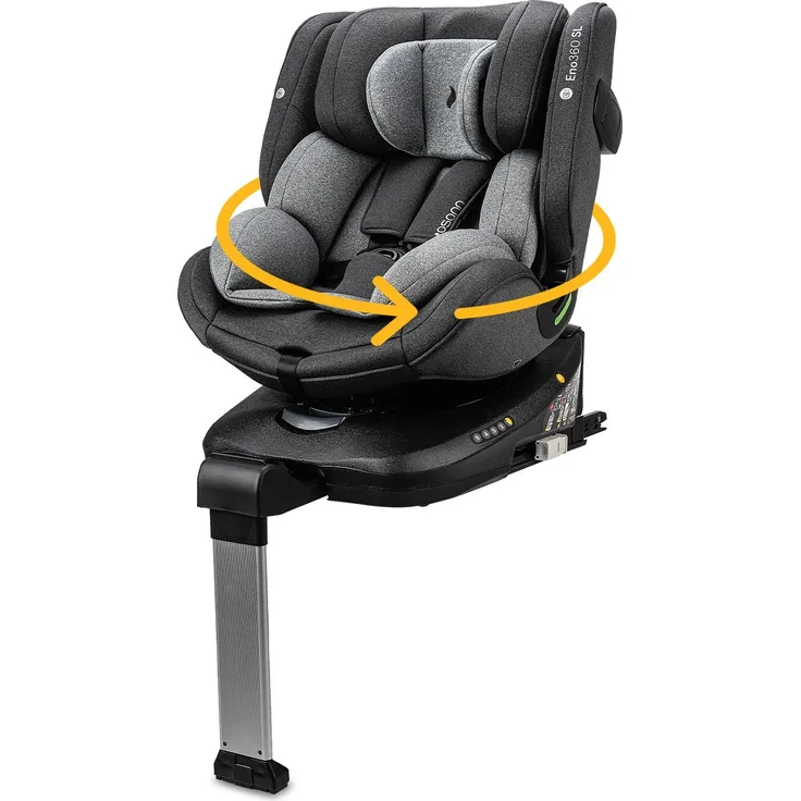 Osann Autokindersitz Eno360 SL i-Size, 360° drehbarer Reboarder Kindersitz Isofix, ab Geburt bis 12 Jahre, 40-150 cm, Baby Autositz, grau