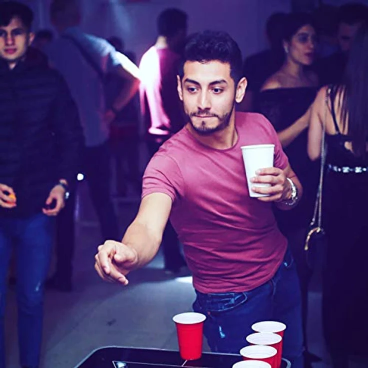 Offizieller Spotlight Beer Pong Tisch Set | Mit LED Beleuchtung | 1 Beer Pong Tisch + 2 Beer Pong Rack + 22 Rot Becher 53cl + 4 Ping-Pong-Bälle | OriginalCup® – Bild 10