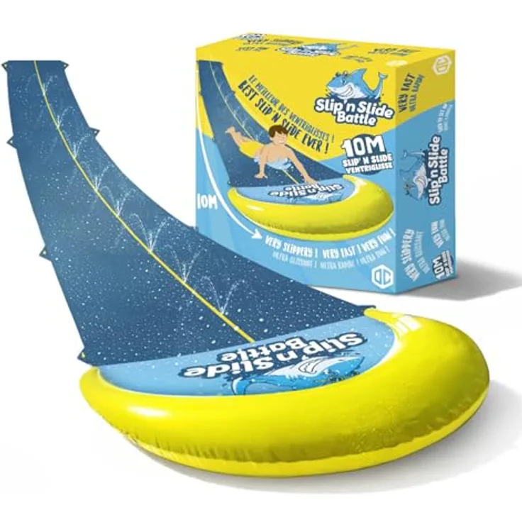 Original Cup VentriBattle® Zweibahn-Rutschmatte 10 Meter, Anschließbarer Wasserschlauch, Premium Qualität, Dickes und Steifes PVC, Wasserspiel im Freien