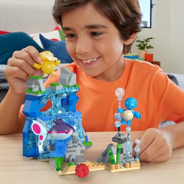 Mattel MEGA Pokémon Actionfigur-Bauspielzeug, Wasserabenteuer mit 319 Teilen und beweglichem Schiggy, Enton und Finneon, für Kinder, HXF79 – Bild 2