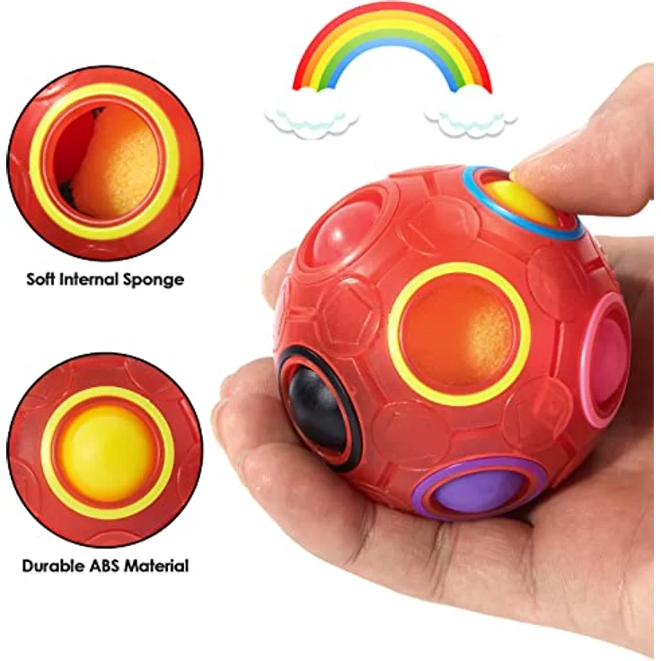 Vdealen Regenbogenball, Magischer Puzzleball aus Sicherheits-ABS, 7 cm Durchmesser, Pädagogisches Stressabbau-Spielzeug für Kinder, Teens & Erwachsene – Bild 3