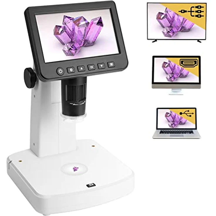 Levenhuk DTX 700 LCD digitales Mikroskop, 5-Megapixel-Sensor, 10x bis 300x Vergrößerung, 5-Zoll-Farbbildschirm, integrierter Akku, LED-Beleuchtung – Bild 1