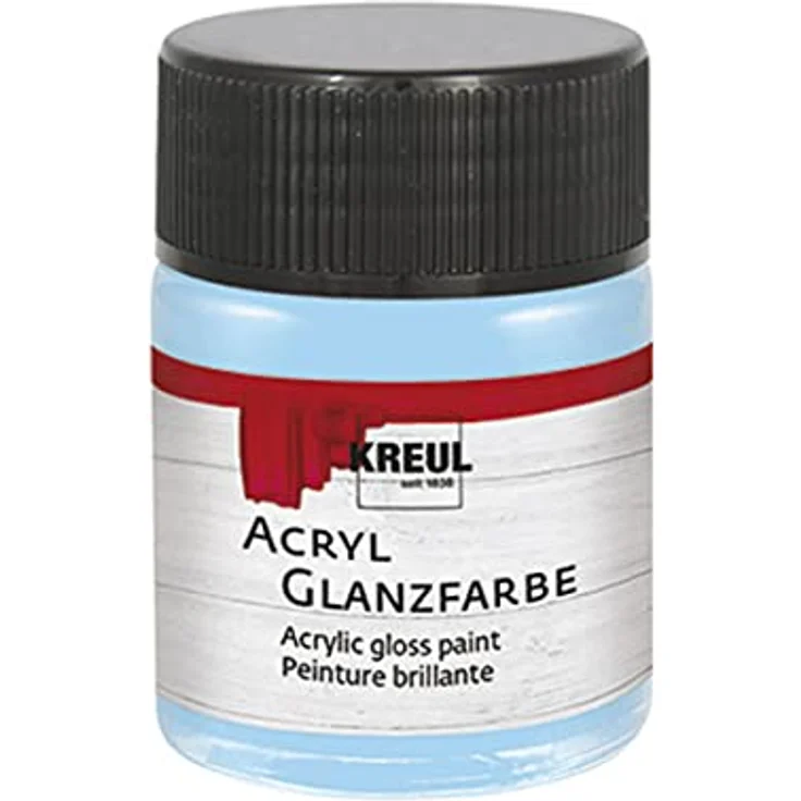KREUL 79522 Acryl Glanzfarbe, 50 ml, glänzend-glatt, hellblau, schnelltrocknend, speichelecht, wasserbasierend – Bild 1