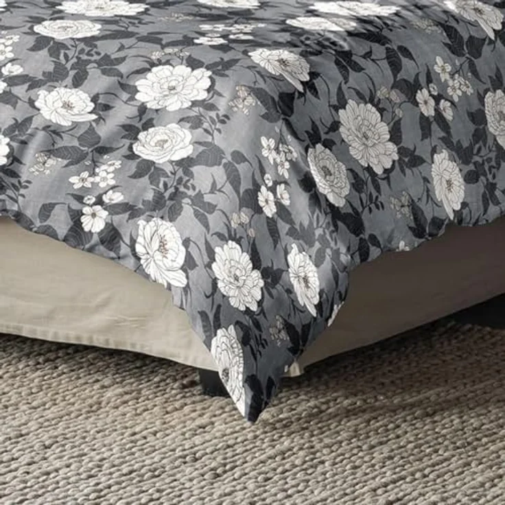 Irisette Edel-Feinbiber Bettwäsche Koala grau 8531 135x200 + 80x80, Kinderbettwäsche mit Qualitätsreißverschluss und floralem Design – Bild 4