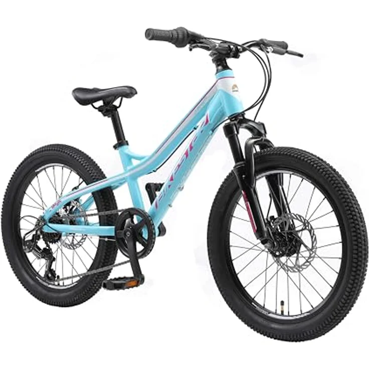 BIKESTAR Alu Mountainbike Jugendfahrrad 20 Zoll ab 6-9 Jahre Hardtail | 7 Gang Shimano Schaltung, Scheibenbremse, Federgabel | Kinder Fahrrad Weiß Türkis | Risikofrei Testen – Bild 2