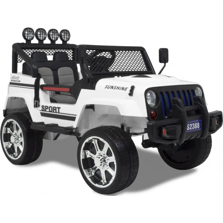 Kijana Elektro-Kinderfahrzeug 12V Jeep 4x4 mit Fernbedienung, für 2 bis 6 Jahre, Weiß, mit MP3-Player und Soft-Start-Funktion