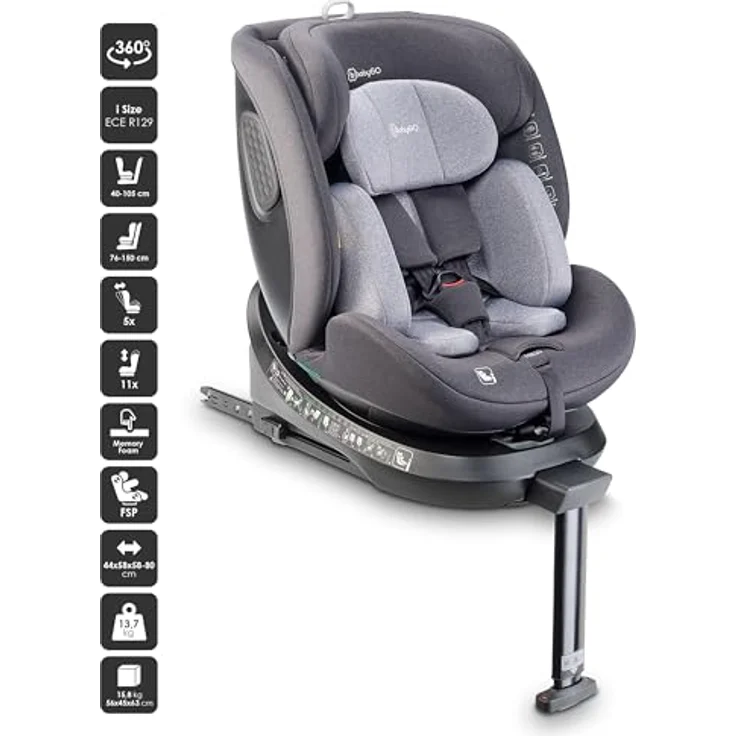 BabyGo Autokindersitz Move 360 I Size, 360-Grad-Rotation, Full Side Protection, für Körpergröße von 40-150 cm – Bild 3