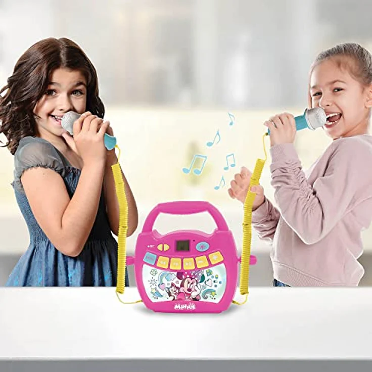 Lexibook MP320MNZ Disney Minnie-Tragbarer digitaler Karaoke-Player für Kinder-Mikrofone, Lichteffekte, Bluetooth, Aufnahme-und Sprachwechslerfunktionen, wiederaufladbarer Akku – Bild 3