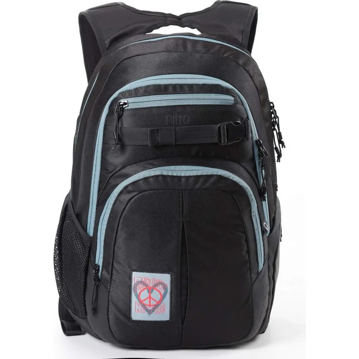 NITRO Schulrucksack CHASE Peace Love, 35 L, mit gepolsterter Laptop-Tasche für 17'', schwarz