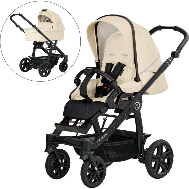 Hartan Kinderwagenset Racer GTS, Kombikinderwagen, hellgelb, 3-teilig, mit Feststellbremse, Federung, 5-Punkte-Gurt, Made in Germany – Bild 1