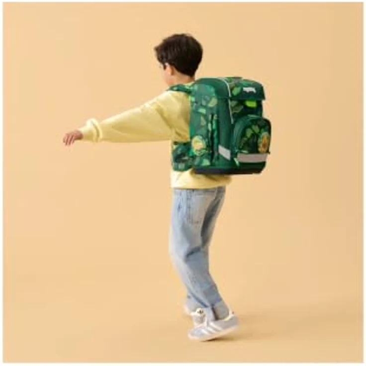 ergobag cubo light Schulranzen-Set DinosauriBär, 21 Liter Volumen, leichtes Hugging-Tragesystem, wasserabweisend, mit Sportbeutel und Flex-Front-Vordertasche – Bild 6