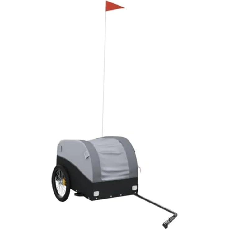 vidaXL Fahrradlastenanhänger Fahrradanhänger Schwarz und Grau 30 kg Eisen, Robustes Material, Praktisches Design, Cleveres Design – Bild 2