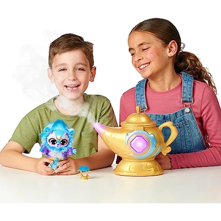 Magic Mixies Magische Wunderlampe mit 20 cm großem interaktivem blauem Mixie-Plüschtier und echtem Nebel. Mit über 60 Geräuschen und Reaktionen, Medium – Bild 6