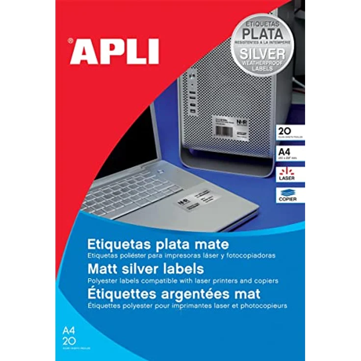 APLI agipa 10071 Typenschild-Etiketten, 210 x 297 mm, silber, langlebig und robust, flexible Gestaltung – Bild 1