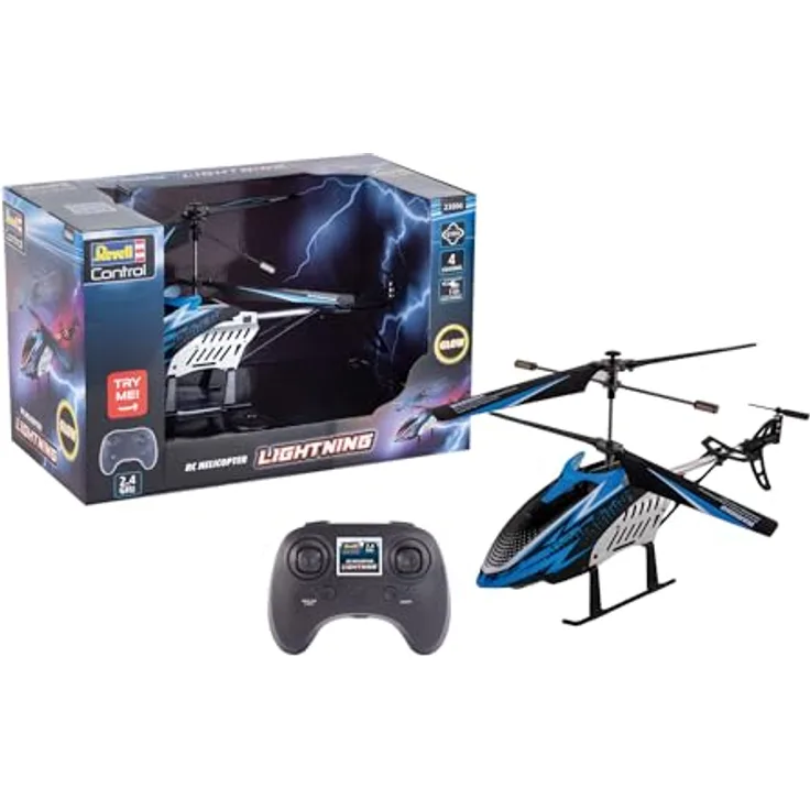 Revell RC Helicopter Lightning, ferngesteuertes Modell mit beleuchtetem Leitwerk, robustem Metallgehäuse und Höhenmesser