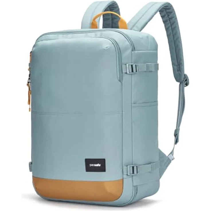 Pacsafe Trekkingrucksack GO 34L Carry-On, Diebstahlsicherer Reiserucksack aus wasserabweisendem, recyceltem Polyester, passend für Flugzeuggepäckfächer – Bild 2
