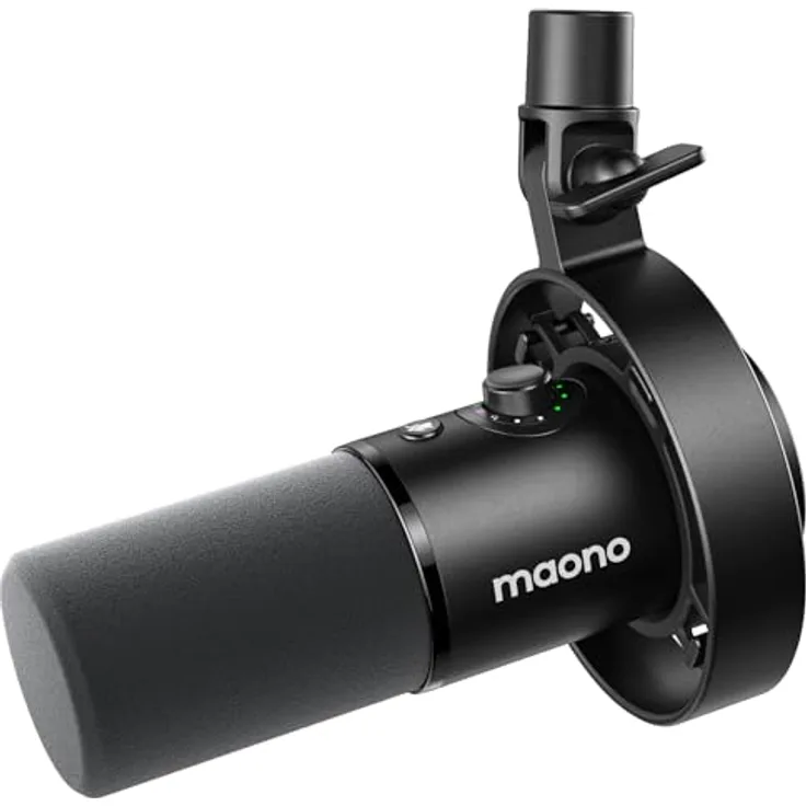 MAONO PD300X Podcast-Mikrofon, XLR/USB Mikrofon mit Geräuschunterdrückung, 192kHz/24Bit Hi-Fi Audio, Stummschalttaste, Link Software für Podcasting und Streaming