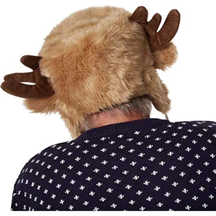 dressforfun 303998 Unisex kuschelige Weihnachtsmütze in Felloptik, mit Rentier Geweih und Ohren, braun – Bild 4